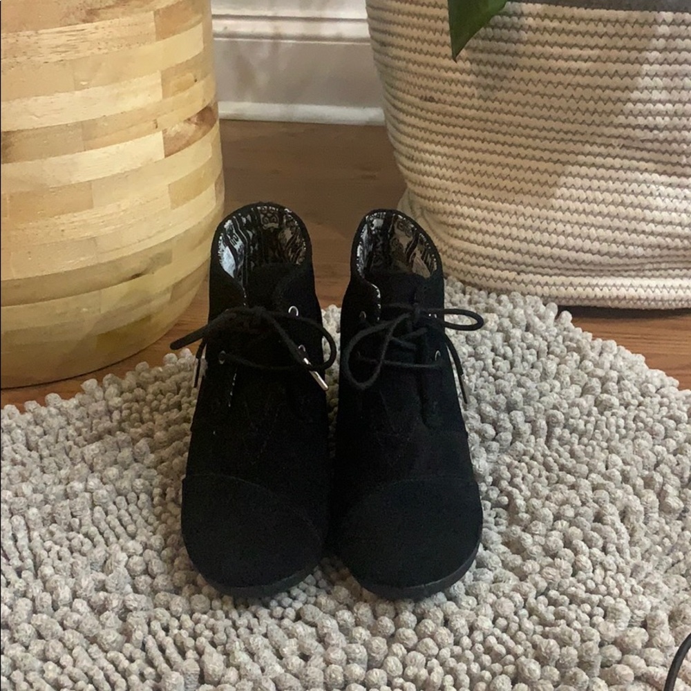 TOMS black suede booties